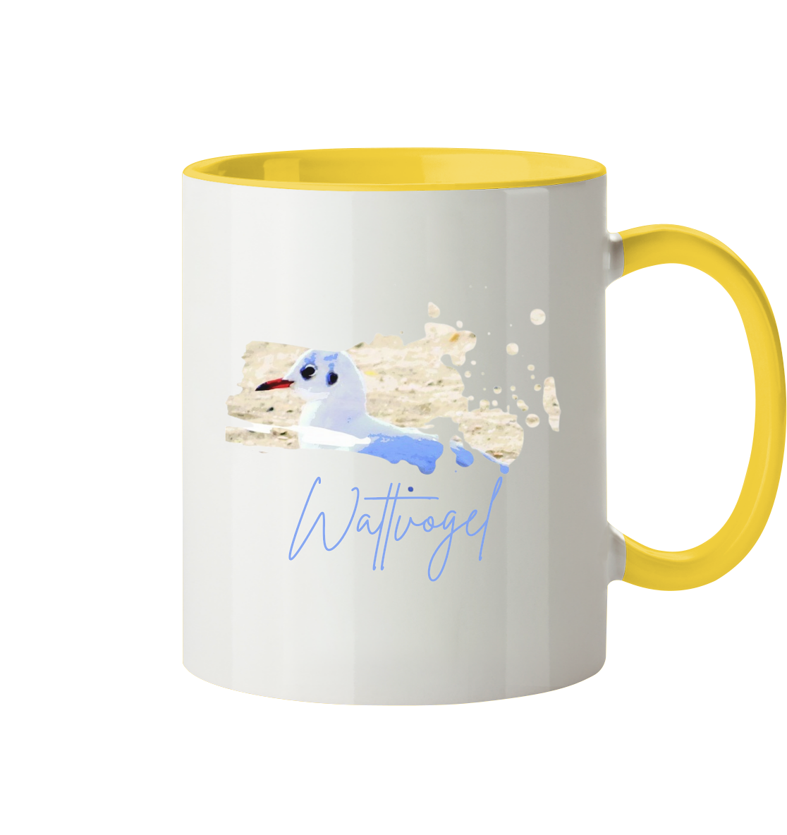 Wattvogel® – Nordsee Möwe im maritimen Kunst-Stil - Tasse zweifarbig