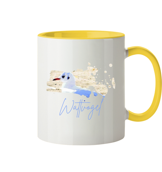 Wattvogel® – Nordsee Möwe im maritimen Kunst-Stil - Tasse zweifarbig