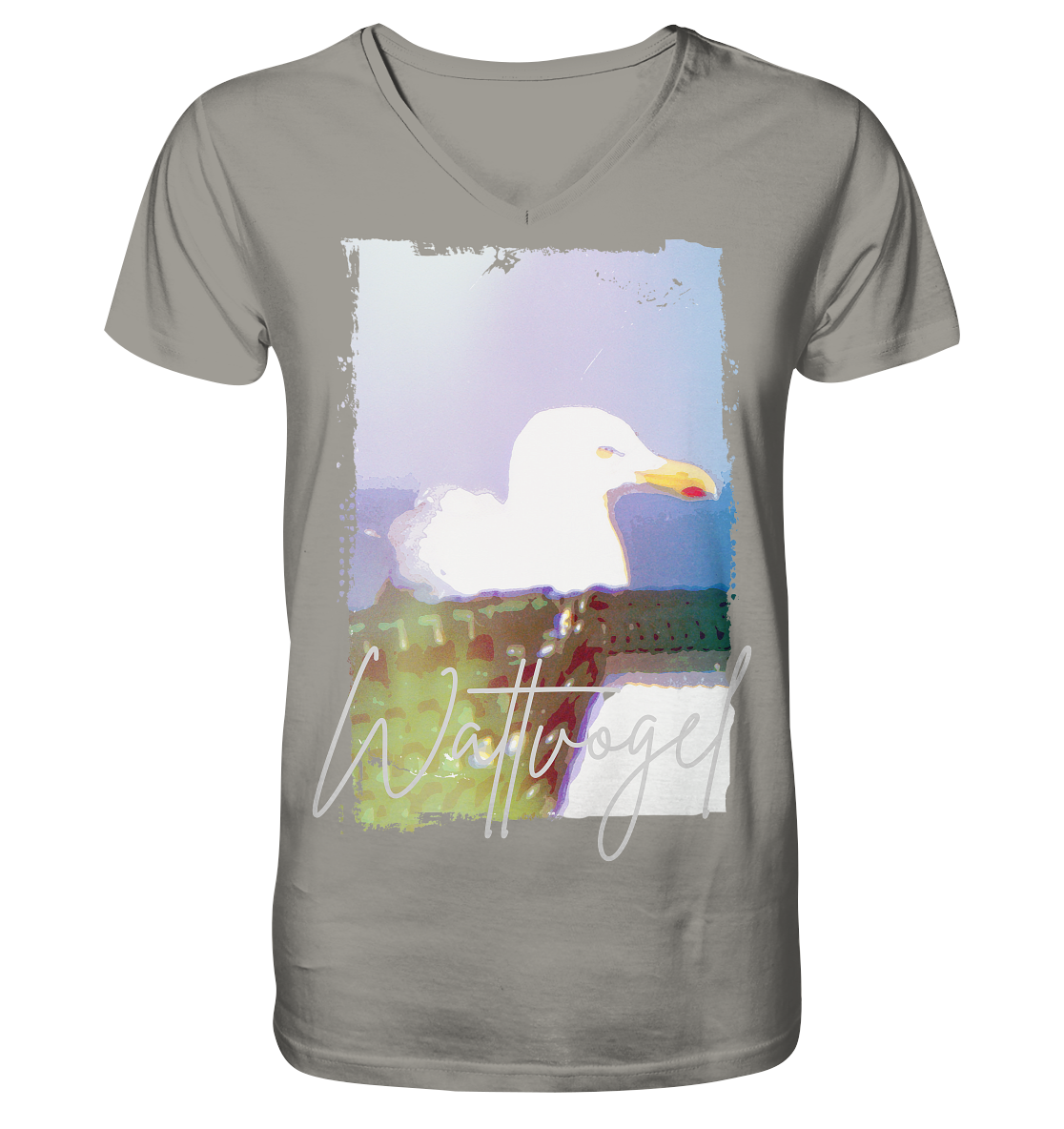 Wattvogel® Nordsee Möwe – Strandkorb Moment  - V-Neck Shirt