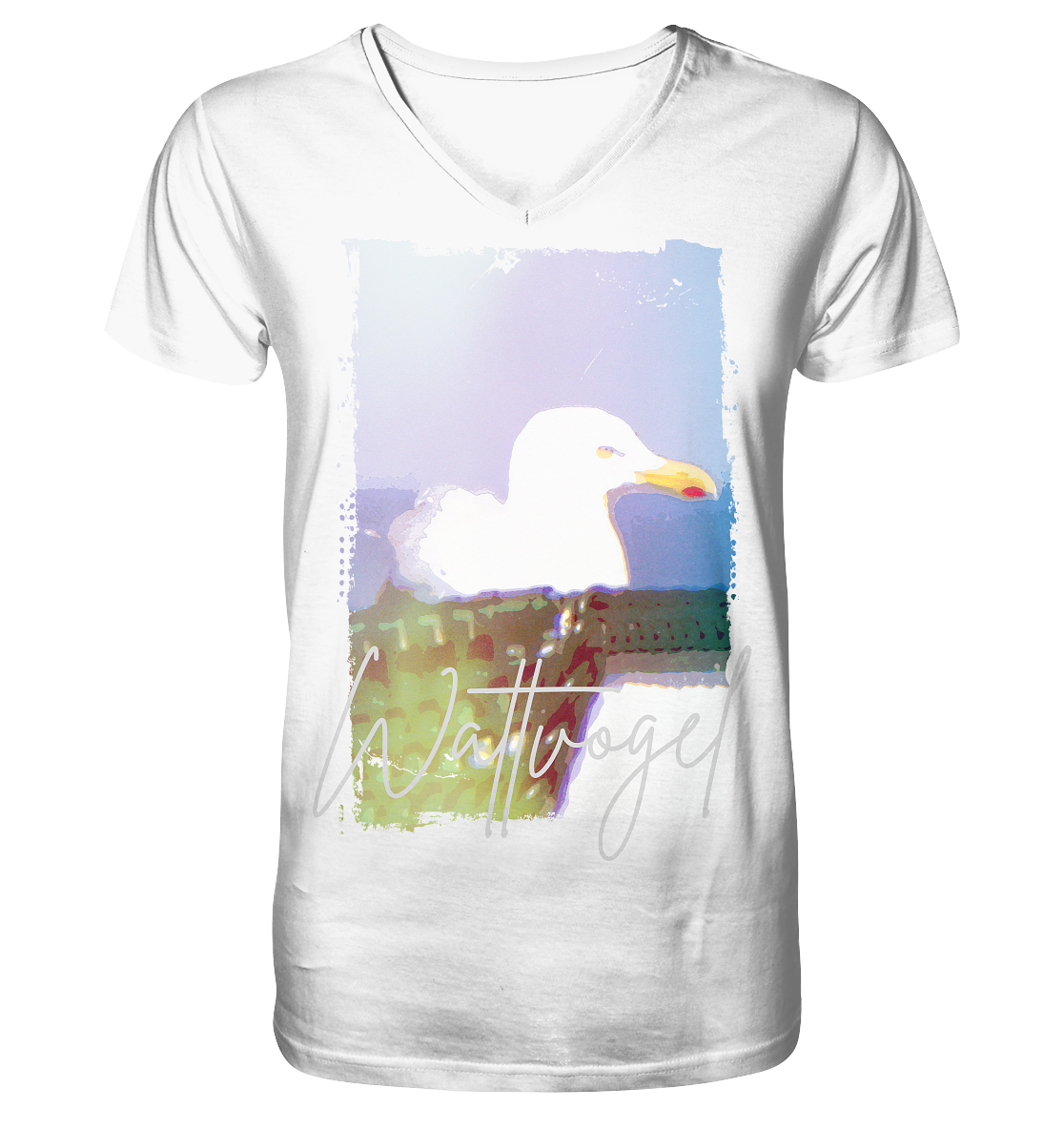 Wattvogel® Nordsee Möwe – Strandkorb Moment  - V-Neck Shirt