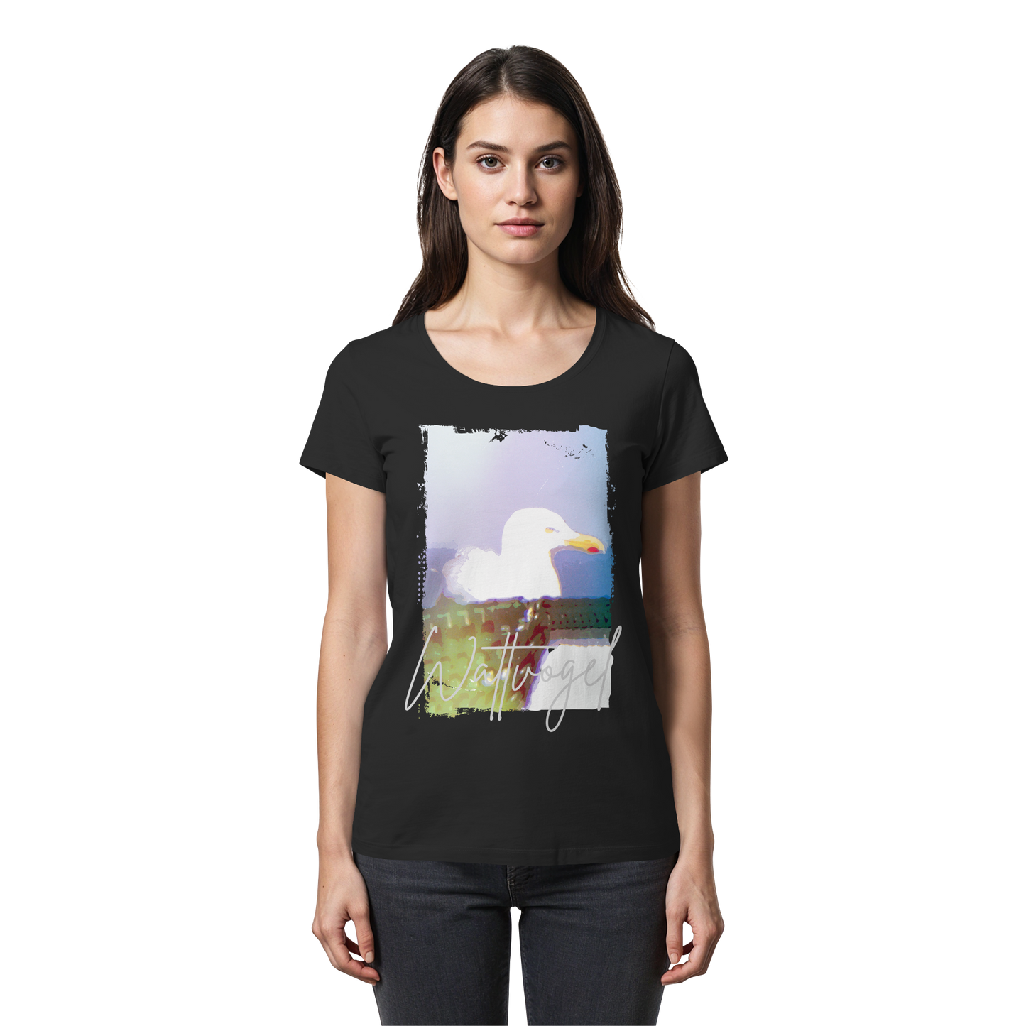 Wattvogel® Nordsee Möwe – Strandkorb Moment  - Womens Premium Classic T-Shirt