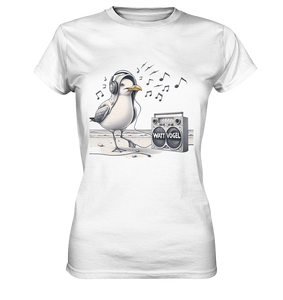 Tanzende Möwe mit Kaputze und Kopfhörer am Strand Nordsee T-Shirt - Womens Premium Classic T-Shirt