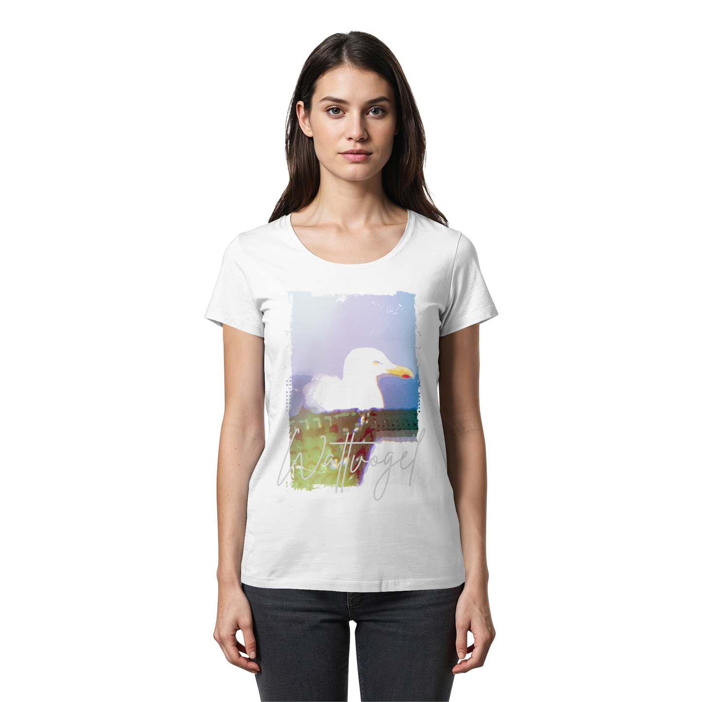 Wattvogel® Nordsee Möwe – Strandkorb Moment  - Womens Premium Classic T-Shirt