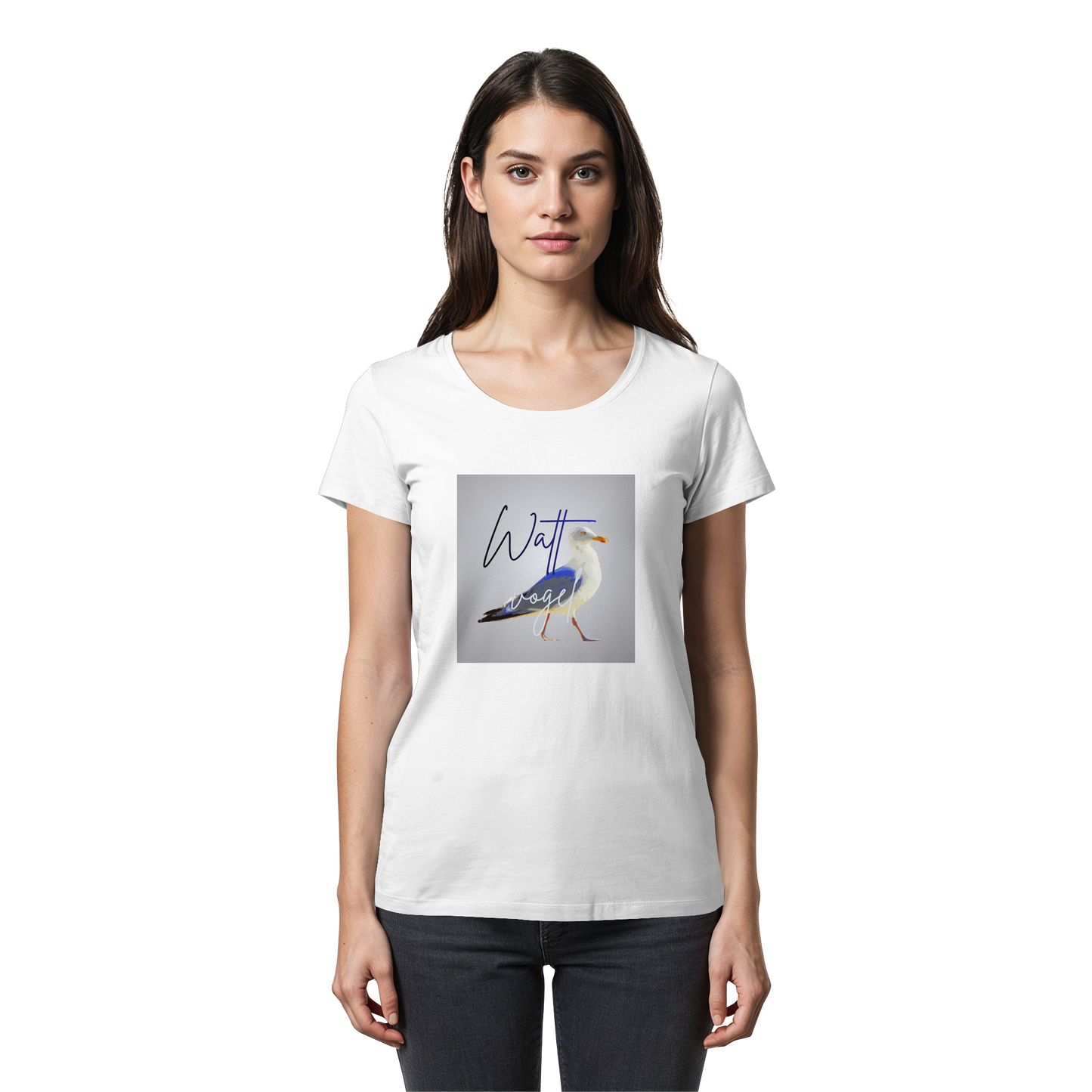Wattvogel Motiv mit Nordsee Möwe  - Womens Premium Classic T-Shirt