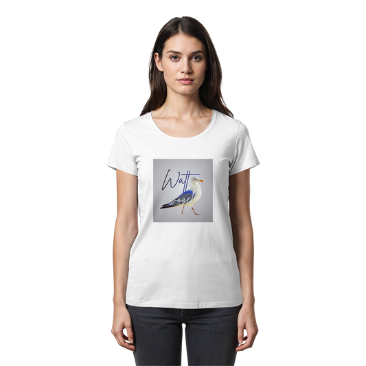 Wattvogel Motiv mit Nordsee Möwe  - Womens Premium Classic T-Shirt